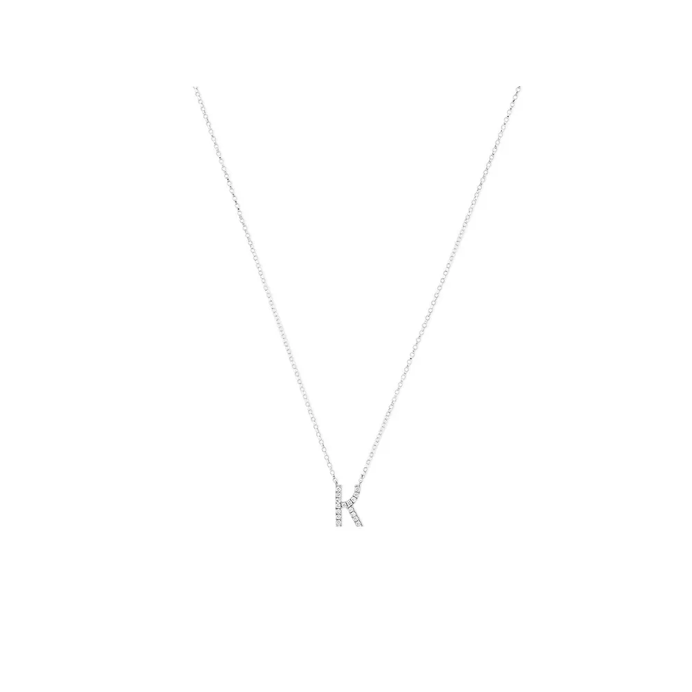 V Initial Necklace with 0.10 Carat TW of Diamonds in 10kt White Gold