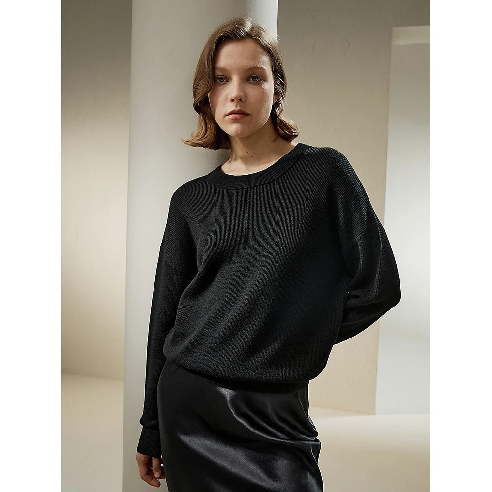 Ultra-fine Merino Wool Crewneck Sweater For Women