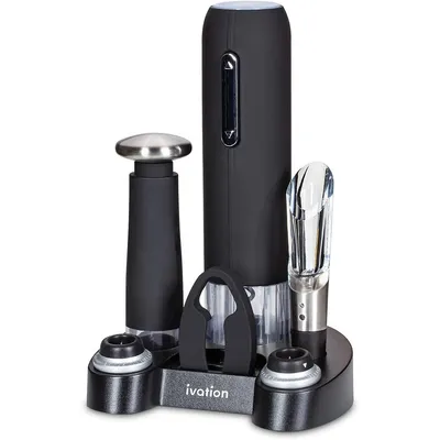 Wine Gift Set, Includes Electric Wine Bottle Opener, Wine Aerator, Vacuum Wine Preserver, 2 Bottle Stoppers, Foil Cutter