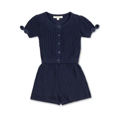Girls Button Front Sweater Romper
