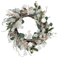 Sage Green And White Artificial Christmas Wreath, 24-inch, Unlit