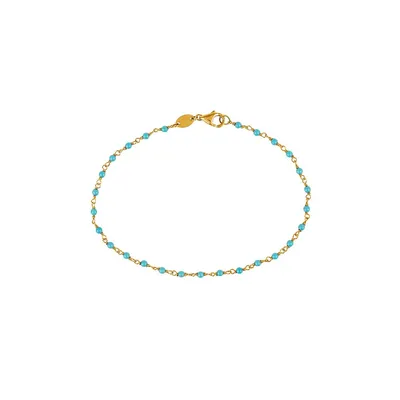 14k Gold Turquoise Bead Bracelet