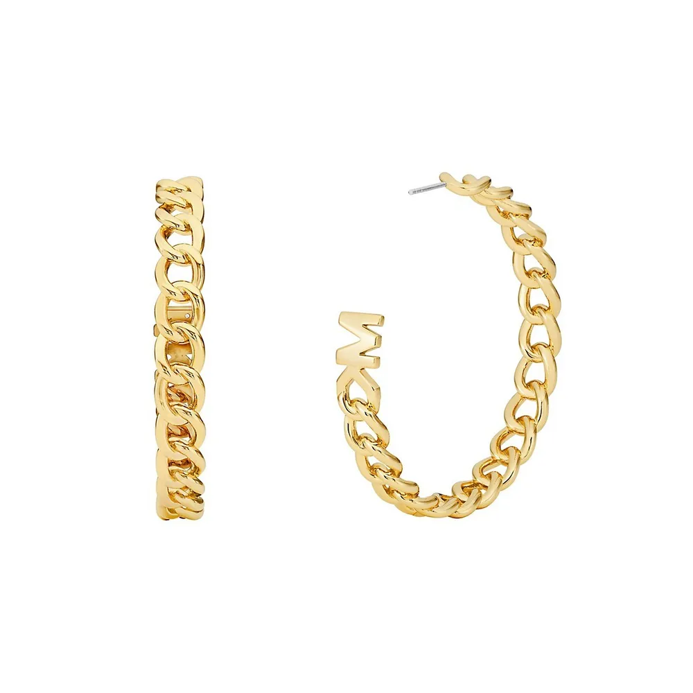 Women's Premium Metallic Muse Gold-tone Brass Hoop Earrings