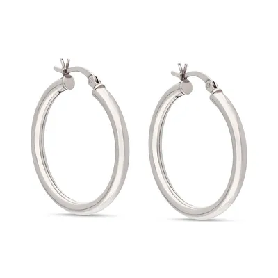 Silver Plated 30mm Round Polished Hoop