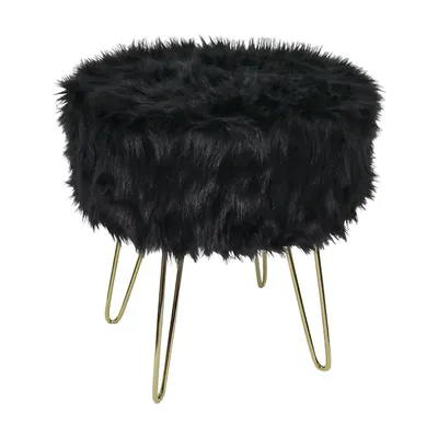 Fluffy Ottoman/footstool With Metal Base, 14.5'' X 16''