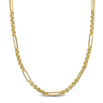 5.3mm Rolo Station Link Chain Necklace In 14k Yellow Gold