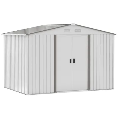 Garden Storage Shed Tool House, 9.1' X 6.4' X 6.3', Silver