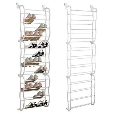 36-pair Shoe Rack Over The Door Shoe Shelf Storage Organizer, White