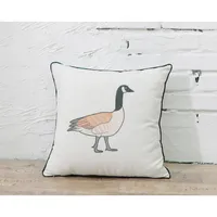 Farmhouse Animals Throw Pillow, 10% Linen 90% Poly O Canada - Canada Goose Pillow Cover 18 X 18 Inches - Canada Goose - With Poly Insert - Set Of 2