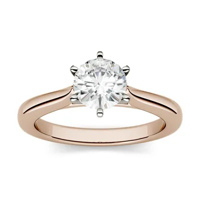 14k 2-toned Rose Gold & 1.00 Ct. T.w. Created Moissanite Solitaire Ring