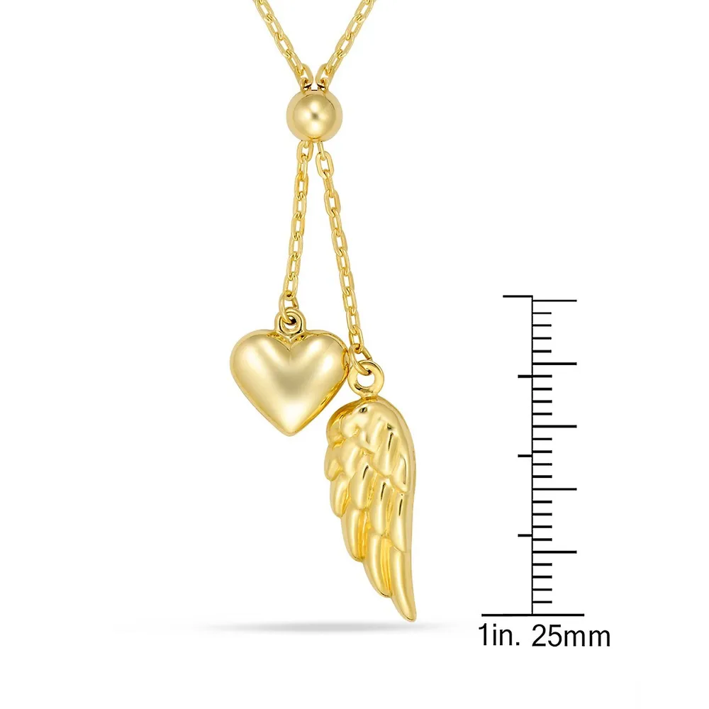 10kt Bonded On Sterling Silver Heart/ Wing Lariet Chain