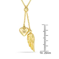 10kt Bonded On Sterling Silver Heart/ Wing Lariet Chain