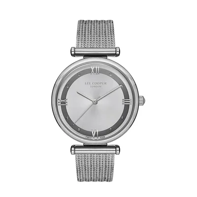 Ladies Lc07114.330 3 Hand Silver Watch With A Silver Mesh Band And A Silver Dial