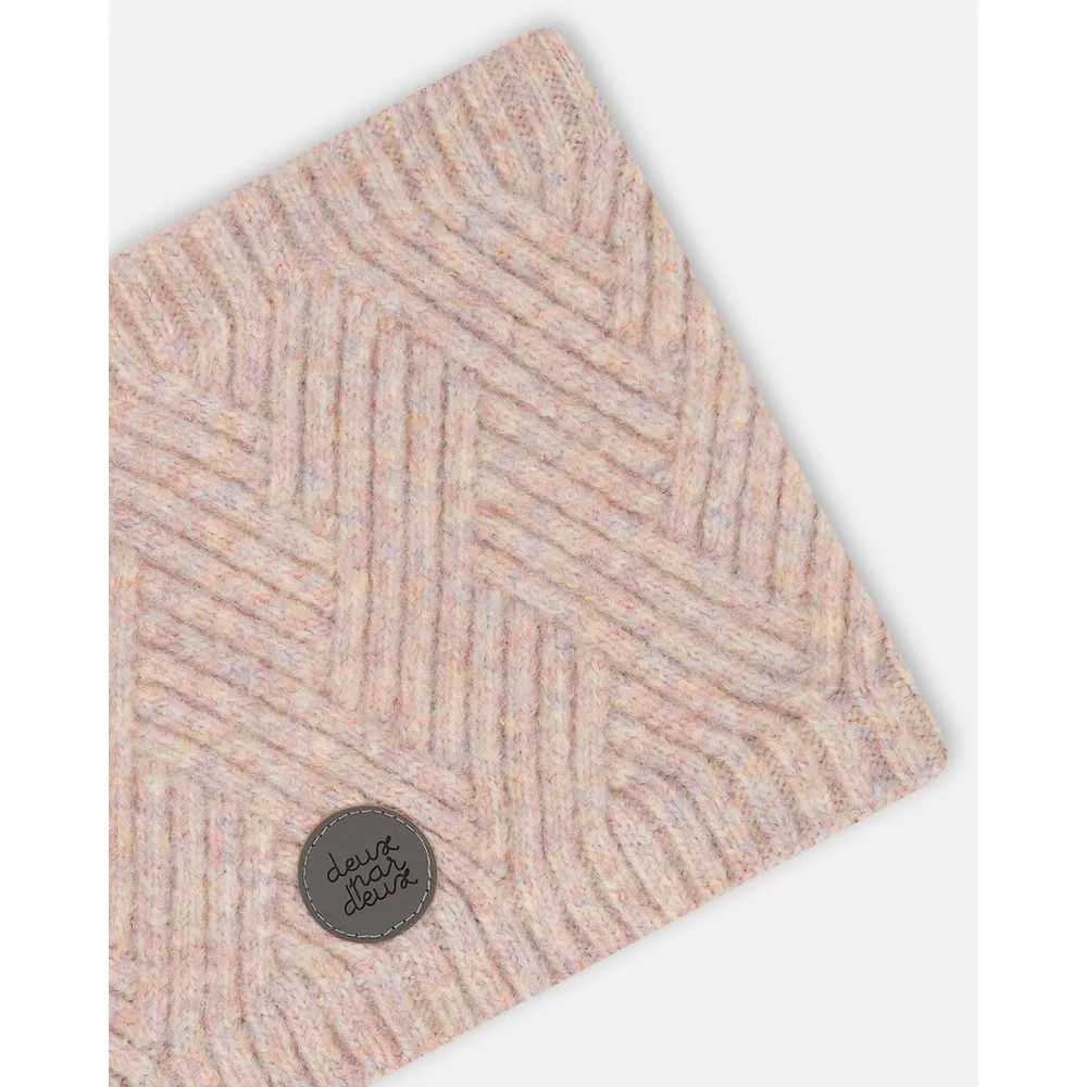 Textured Knitted Neckwarmer Light Pink