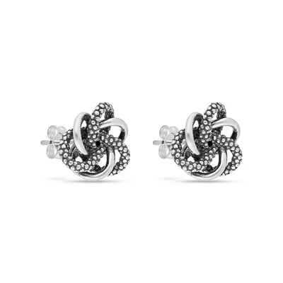 Sterling Silver Antique Finish Love Knot Stud Earring