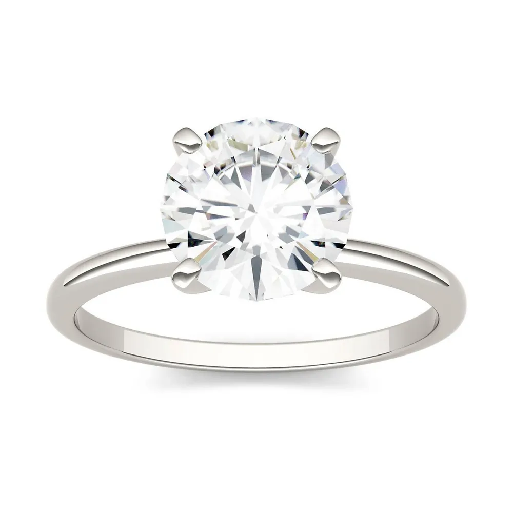 14k White Gold And 1.90 Ct. T.w. Round-cut Created Moissanite Solitaire Engagement Ring
