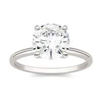 14k White Gold And 1.90 Ct. T.w. Round-cut Created Moissanite Solitaire Engagement Ring