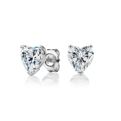 Heart Stud Earrings With Carats* Of Signature simulant diamonds In 10 Karat Gold
