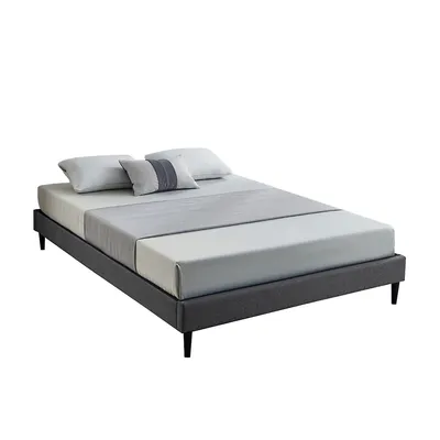 Modern Comfort Platform Bed Frame With Grey Linen Trim And Slat Cover (full)
