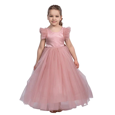Princess Girls Formal Dress With Tulle Bottom And Shiny Embellishments