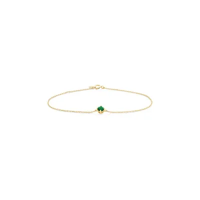 Bracelet With Emerald In 10kt Yellow Gold
