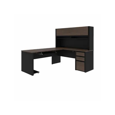 Connexion L-shaped Desk With Pedestal And Hutch