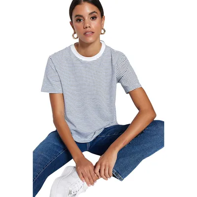 Woman Regular Fit Basic Crew Neck Knit T-shirt