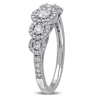 3/4 Ct Tw Diamond 5-stone Halo Ring 10k White Gold