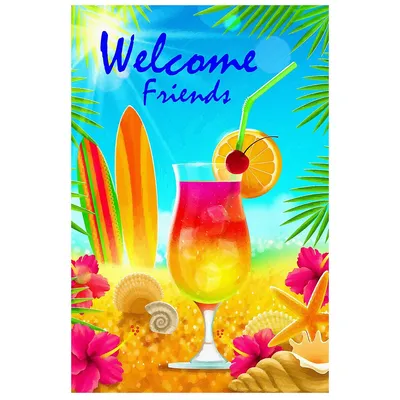Tropical Welcome Friends Outdoor House Flag 28" X 40"