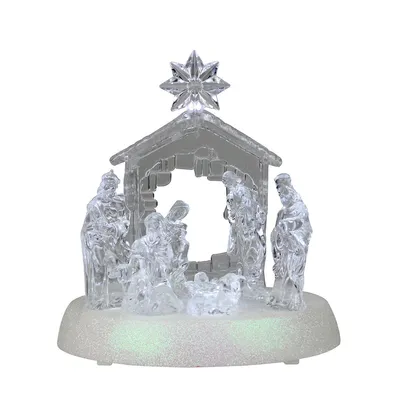 7.5" Clear Battery Operated Led Lighted Christmas Nativity Scene
