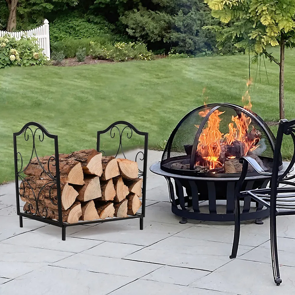 Costway 17 Firewood Rack Decorative Steel Firewood Storage Log Holder  Indoor Outdoor | Coquitlam Centre