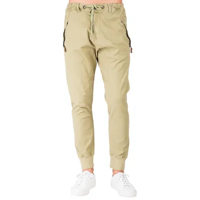 Men's Premium Stretch Twill Jogger Pant Drop Crotch Zipper Pockets