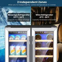 24" Dual Zone Wine And Beverage Cooler Refrigerator Dual Control Refrigerator