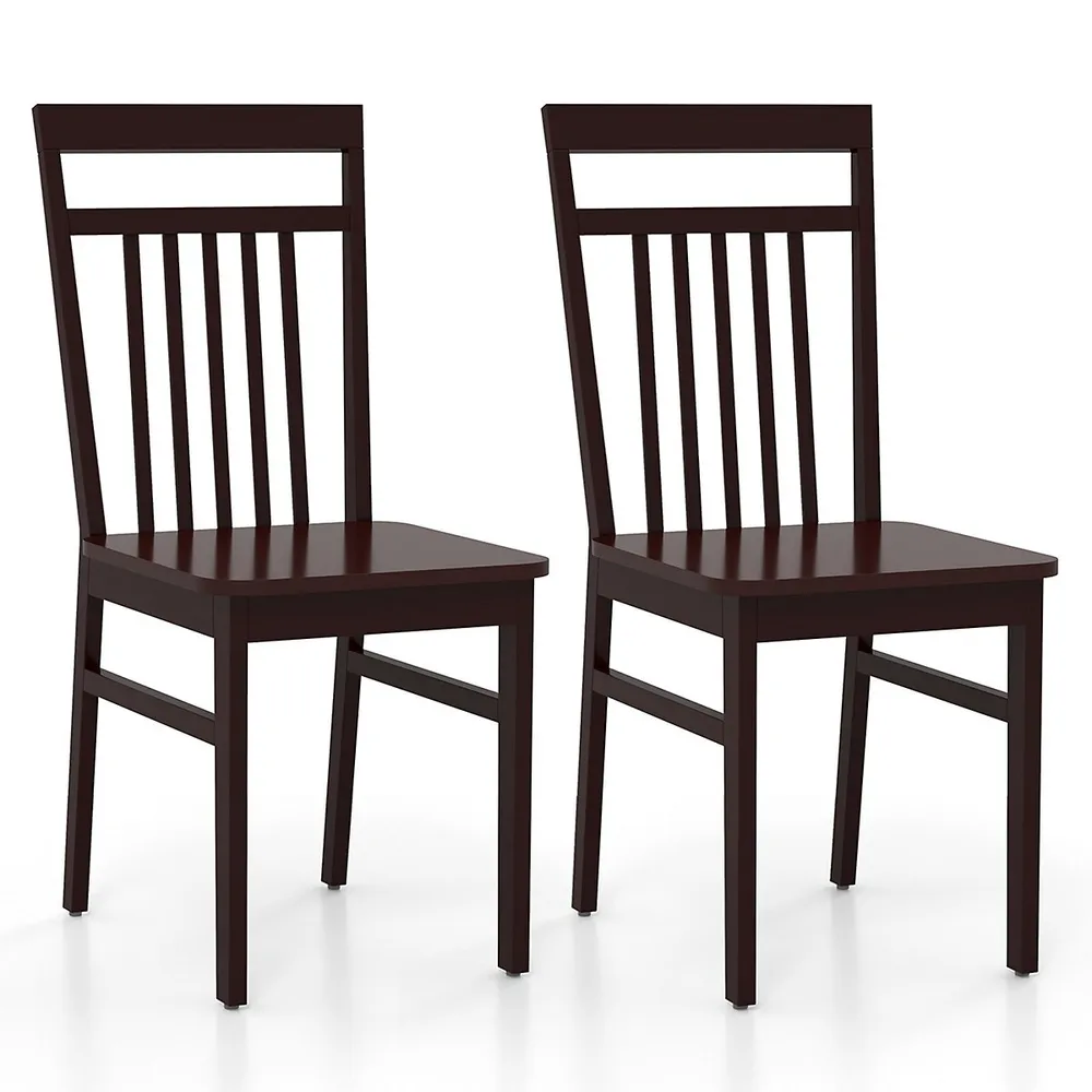 Farmhouse Dining Chair Set Of 2/4 Armless Wooden With Slanted High Backrest