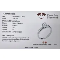 10k White Gold 0.58 Ct Ideal Princess Cut Canadian Diamond Engagement Solitaire Ring