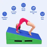 Incline Gymnastics Mat Wedge Ramp Fitness Skill Tumbling Exercise Mat W/ Handles