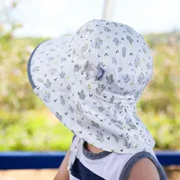 Baby Toddle Kids Gro-with-me Cotton Sun Hat With Long Neck Flap And Wide Brim (0-12 Years)