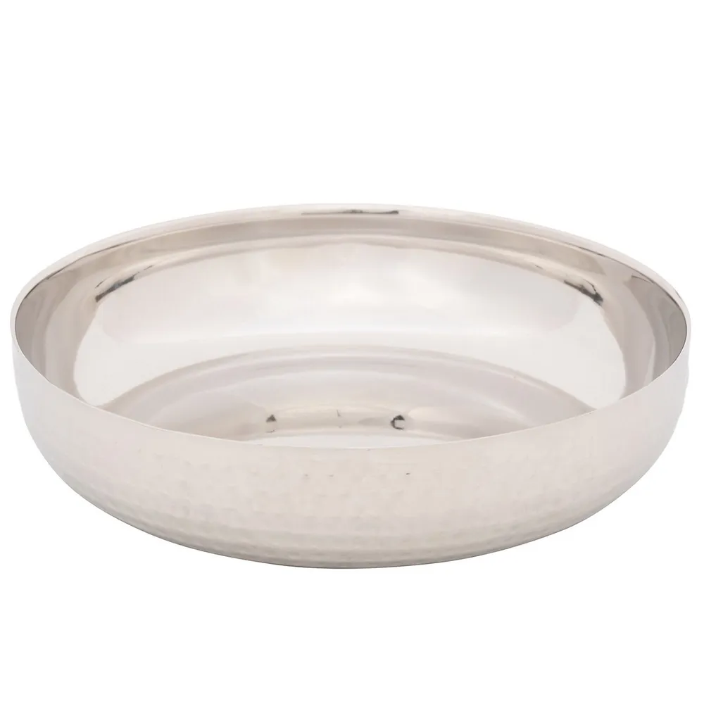 Double Wall Stainless Steel Hammered Serving Bowl 14.6"