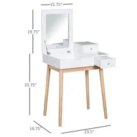 Dressing Table Desk Flip-up Mirror 2 Drawers Bedroom White