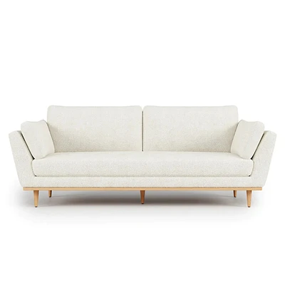 Mila Boucle Fabric Loveseat Sofa With Wood Base