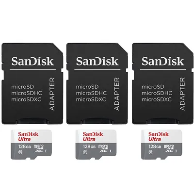 Units Sandisk 128gb Ultra Uhs-i Microsdhc Memory Card With Sd Adapter