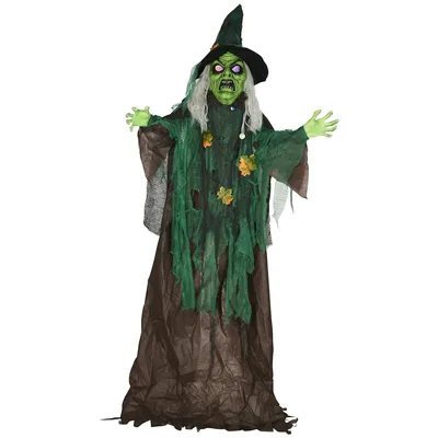 6ft Halloween Witch Animated Decor Prop With Sound, Light