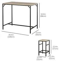 5 Pieces Bar Table Set With 4 Stools