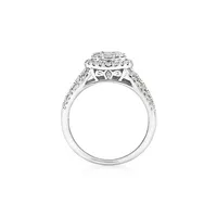 Halo Ring With 1 Carat Tw Of Diamonds 10kt White Gold