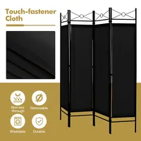 6 Ft 4-panel Folding Room Divider Freestanding Privacy Screen Steel Frame Brownblackwhite