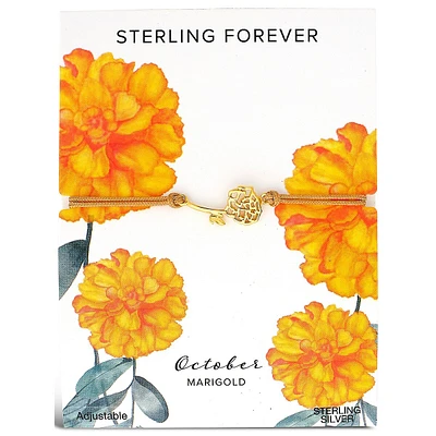 Sterling Silver Birth Flower Bolo Bracelet-october