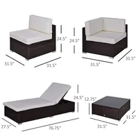 9pcs Rattan Sofa Set Lounger Seat