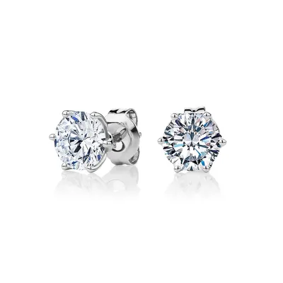 Round Brilliant Stud Earrings With 2.00 Carats* Of Signature Simulant Diamonds In 10 Karat Gold