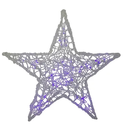 24" Pre-lit Clear And Purple Led Color Changing Spun Glass Hanging Star Christmas Decoration