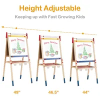 All-in-one Wooden Kid's Art Easel Height Adjustable Paper Roll